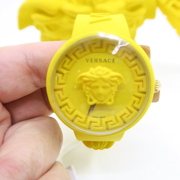 Versace VE6G00523 Yellow Medusa Dial Quartz Silicone Swiss Made, New Watch